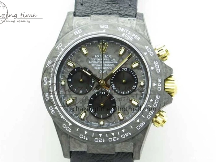 0210 Daytona DIW Carbon OMF Best Edition Carbon Dial on Black Leather Strap A Bright 2836